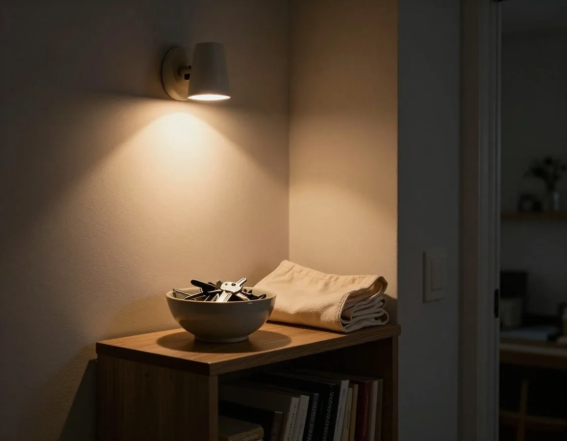 Luz cálida en un taller oscuro